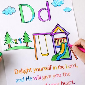 Christian Alphabet Coloring Pages: Illustrated Scripture Art (Digital Download)