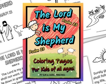 PS 23, BIBLE Fill-in-the-Blank Coloring Sheets, Elementary 5-12 Years, The Good Shepherd for Kids, Psalm 23 Scripture Verses for Kids