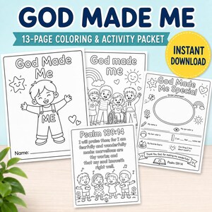 Dios me creó: Material imprimible cristiano para colorear y trazar (Paquete de actividades de 13 páginas)