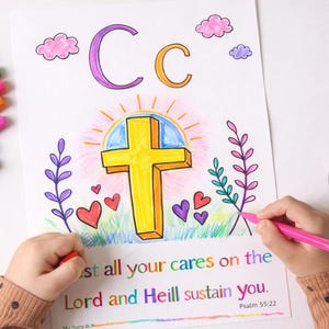Christian Alphabet Coloring Pages: Illustrated Scripture Art (Digital Download)