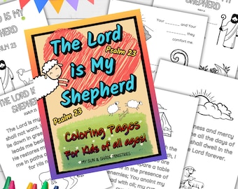 Psalm 23 Coloring Pages: Bible Worksheets for Kids (Digital Download)