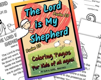 GOOD SHEPHERD Coloring Pages, Psalm 23, Fill-in-the-Blanks Worksheets for Kids, Sheep Craft Activity, Ps 23 Bible Kids, Sheep Coloring Pages