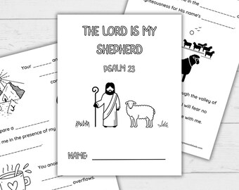 PSALM 23, The Lord is My SHEPHERD, Bible Sheep Kids, Fill-in-the-Blanks Bible Worksheets, Good Shepherd Coloring Pages, PDF Bible Sheets