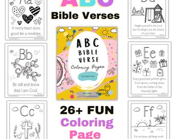 Kids ABC Bible Verse Book, Bible Alphabet, ABC Bible Craft Activity, Christian Alphabet Bible, Alphabet Bible Verse Coloring Sheets for Kids