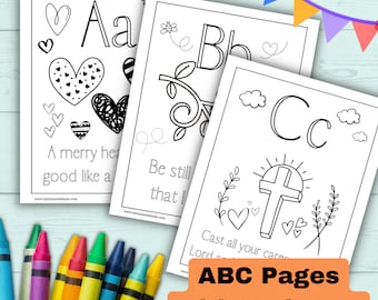 BIBLE ALPHABET Christian Coloring Page Printables for Homeschool