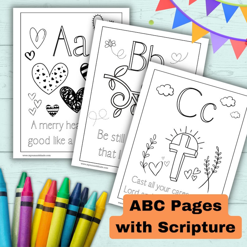 abc pages with Scripture for kids