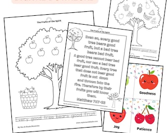 Galatians 5:22-23 Fruits of the Spirit Christian Printables (32 Pages) Children Ages 5-10