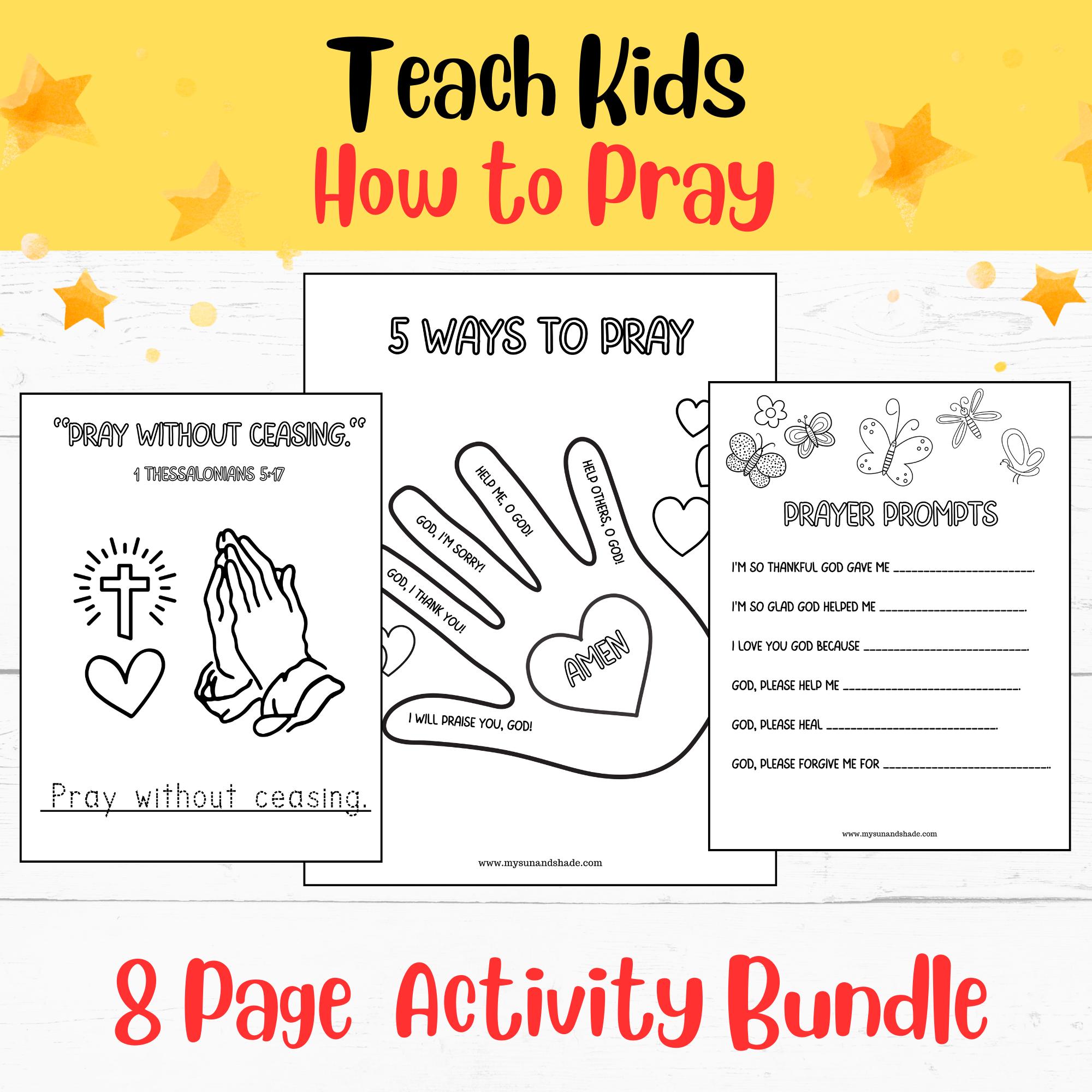 5 FINGER PRAYER Activity: Bible Coloring Page for Children (PDF Instant ...