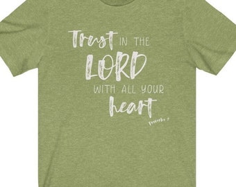 ATHLETIC Top for Women, Trust in the Lord COMFY Tee, Women's Christian Shirt, Scripture Verse T-Shirt, Bible Graphic Christian Top, Gym Top