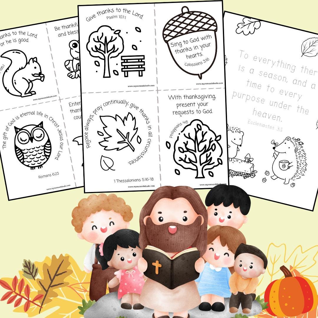 Thankful for Fall Coloring Pages, Religious Fall Idea for Kids, Fall Kids Color Page, Thank You ...