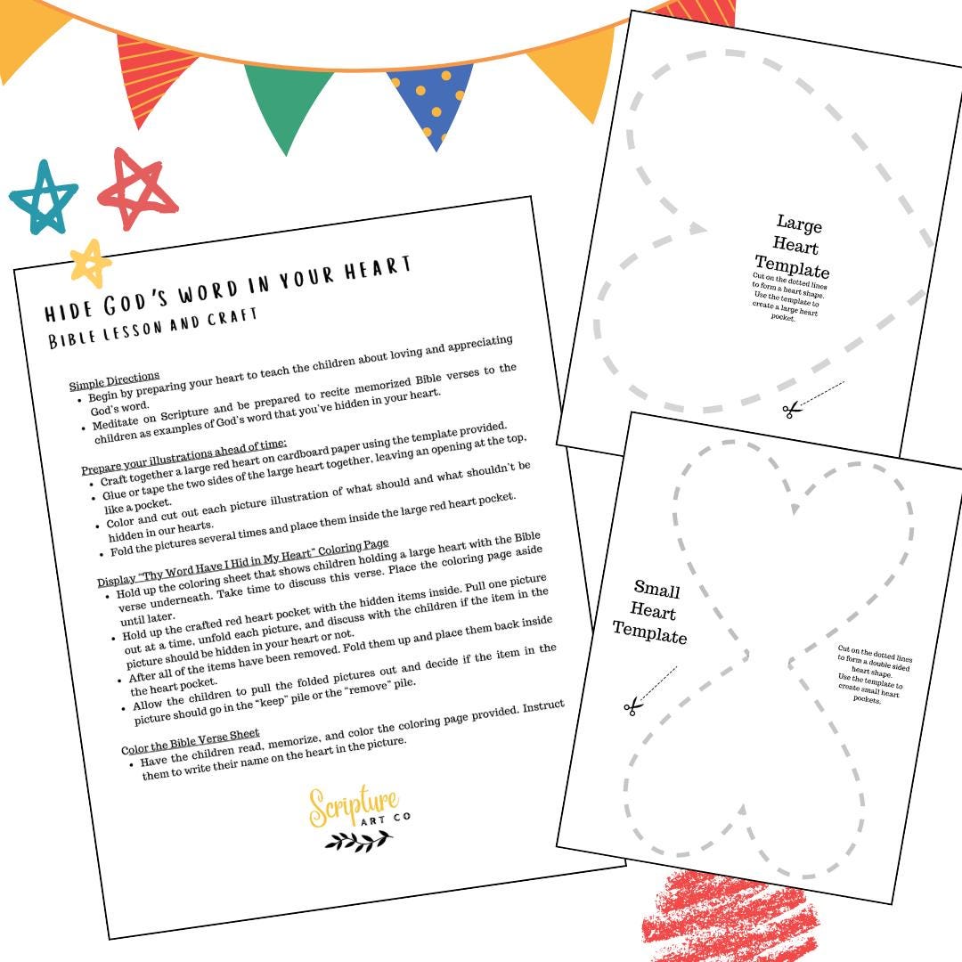 Psalm 119:11 Bible Lesson Plan & Craft Activity (PDF Download) - Etsy