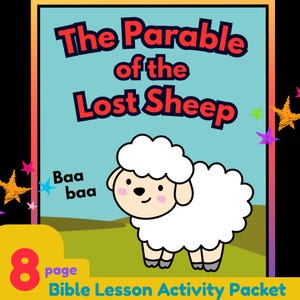 Parable of the LOST SHEEP, Toddler Sheep Craft, Teaching Guide, Activity Pages Kids All Ages, Youth Bible Verse Quiz, Jesus Good Shepherd