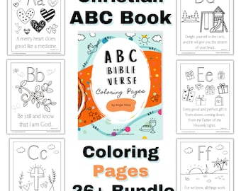 Christian ALPHABET Verse Pages, Printable ABC Scripture Verse Sheets, Bible Verse Craft Activity, ABC Book for Kids, Scripture Alphabet Book