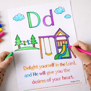 Christian Alphabet Coloring Pages: Illustrated Scripture Art (Digital Download)
