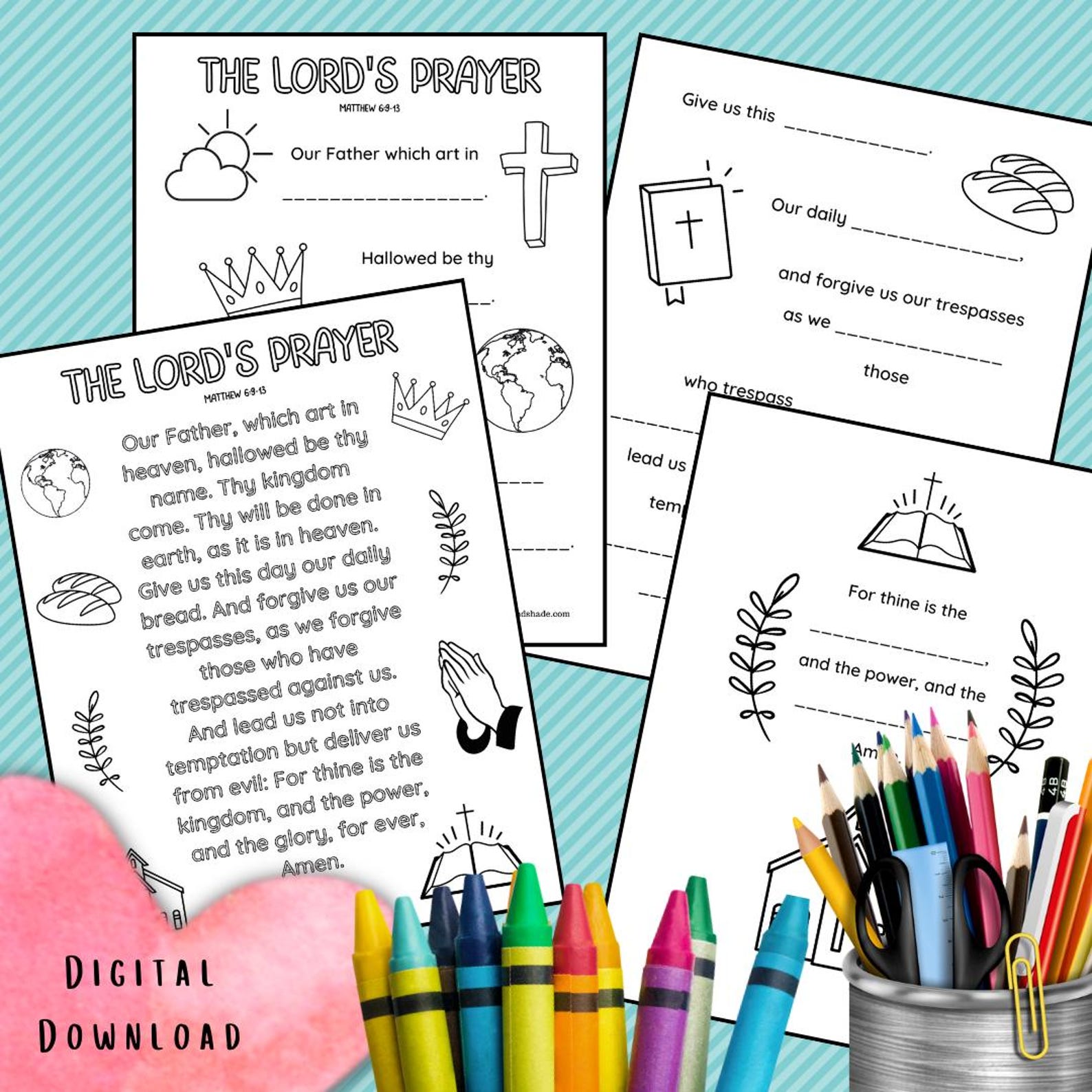 LORD'S PRAYER Craft for Children, Bible Worksheet Bundle, Prayer Craft ...