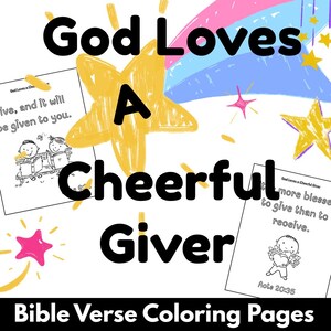 Better to GIVE than to RECIEVE, God Loves a Cheerful Giver, 15 Coloring Sheets for Kids, Bible Verse Scavenger Hunt, Bible Activity Packet