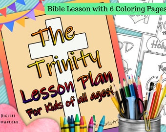 TRINITY Bible Lesson Plan, YOUTH Craft Booklet Activity, PDF Download, Kids Bible Class Holy Trinity, God the Son Page Color, God the Father