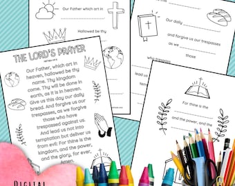 Lord's Prayer Coloring Pages: Bible Craft Booklet (Digital Download)