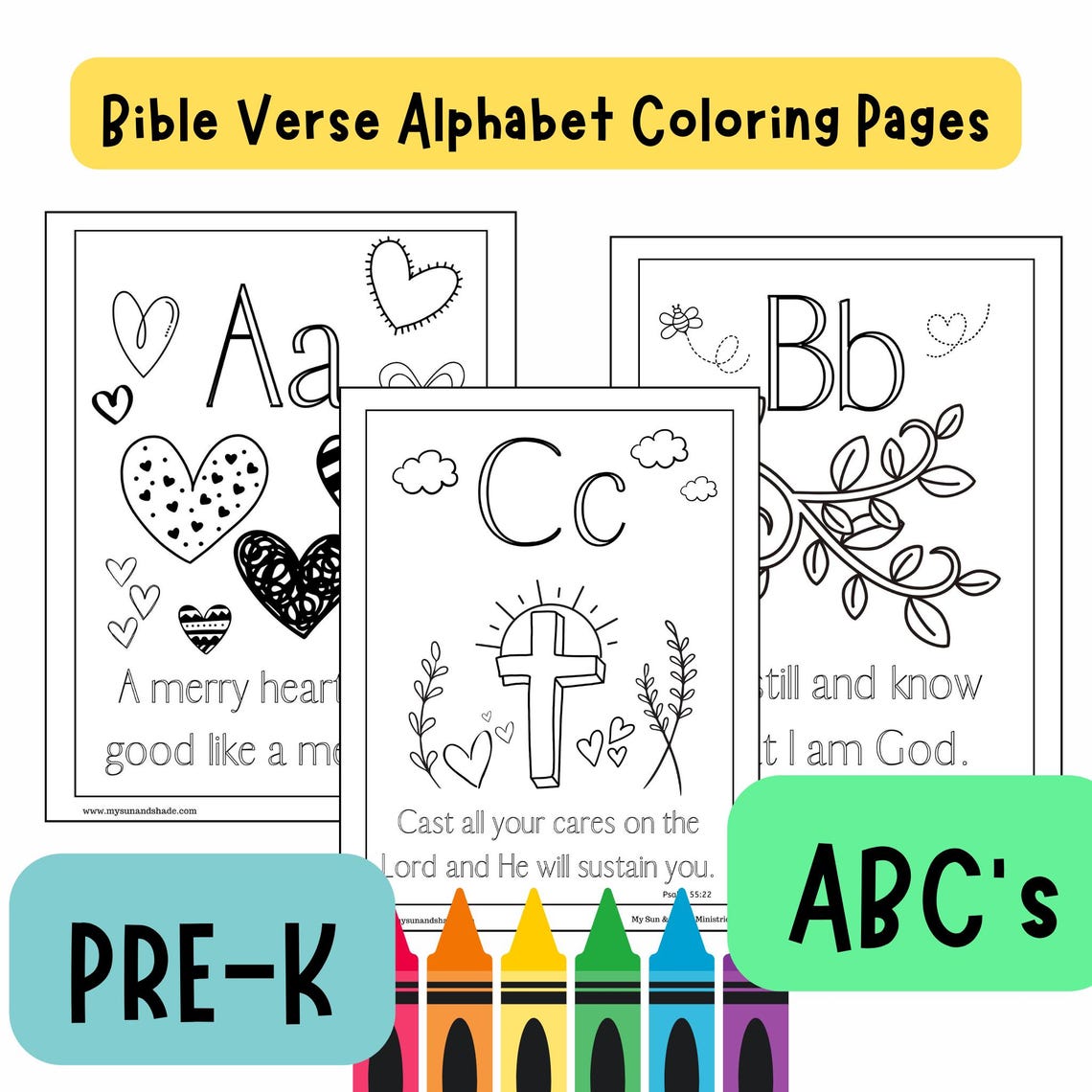 ABC Bible Verse Coloring Pages: Sunday School Activity (digital ...