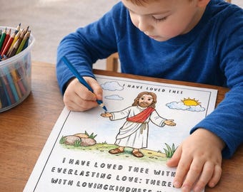I Have Loved Thee With An Everlasting Love, Bible Verse Affirmation Coloring Page Activity (PDF Download)