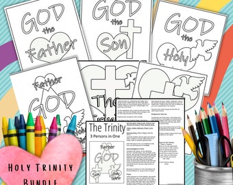 TRINITY Bible Coloring Sheets, Bible Craft for Children, Bible Lesson Plan for Teachers, PDF Download, Pre-K, Kindergarten, Elementary Kids