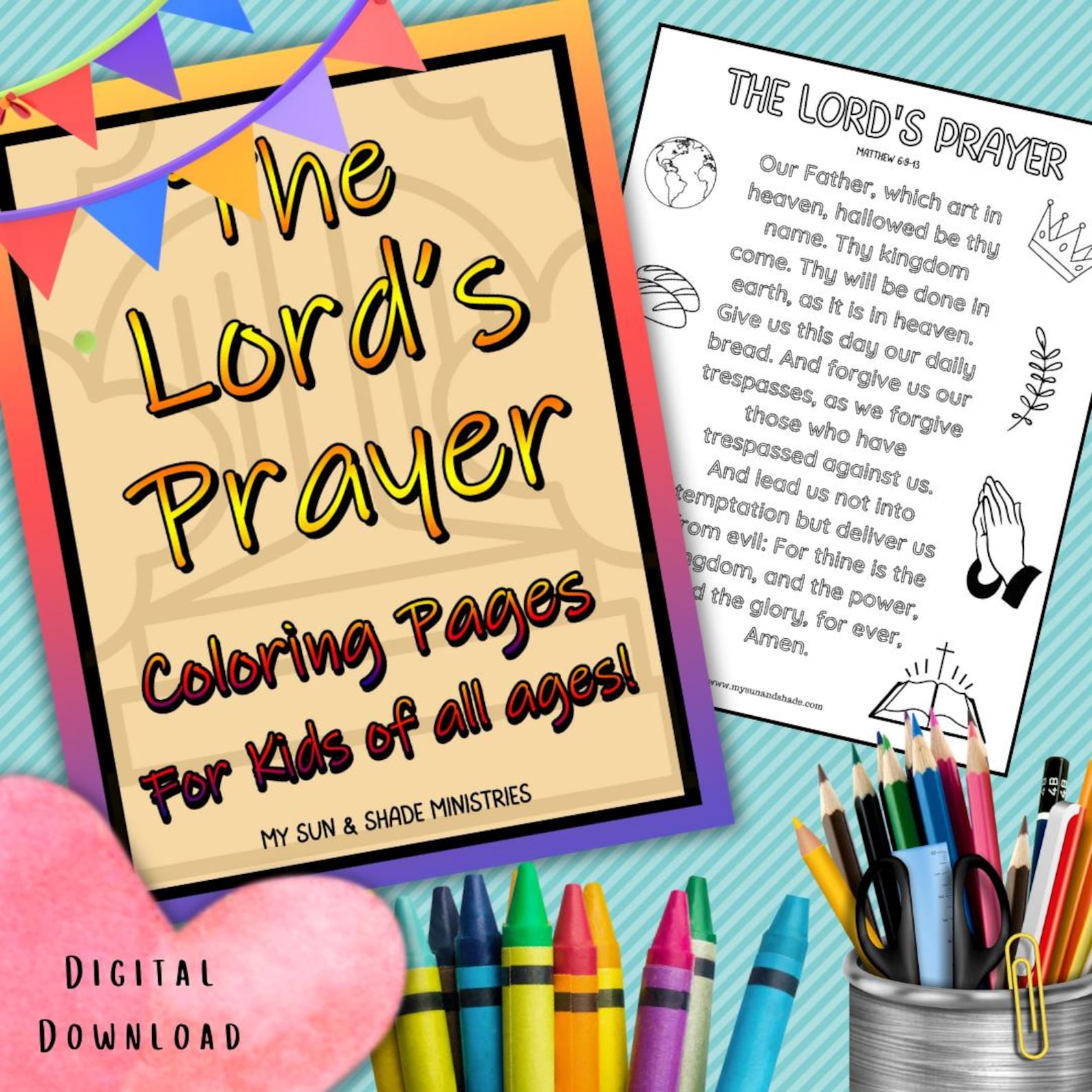The Lord's Prayer Coloring Pages: Printable Bible Lesson for Kids ...