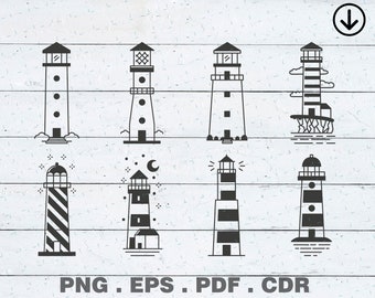 Anchor Lighthouse Sailboat Sea Captain Ocean Big Wave Svg Vector Eps Png Dxf Cricut Cameo Silhouette Print Cut T shirt Logo Tattoo Laser