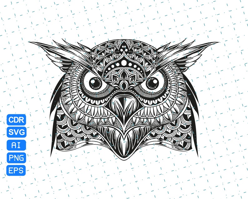 Download Owl Mandala Zentangle SVG PNG EPS Pdf Ai Vector | Etsy