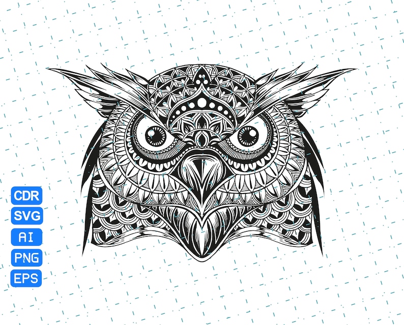 Download Owl Mandala Zentangle SVG PNG EPS Pdf Ai Vector | Etsy