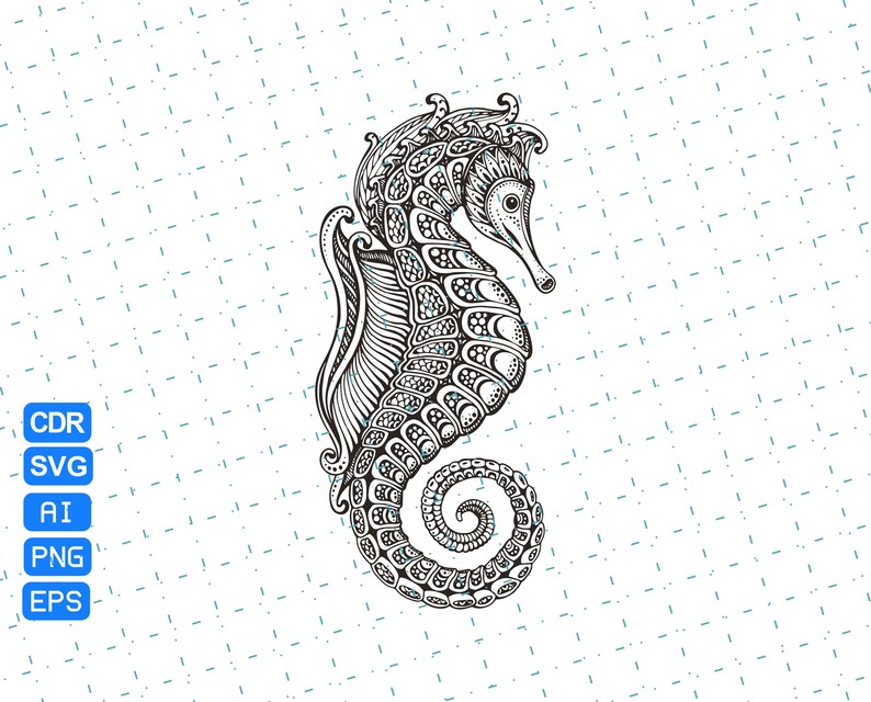 Download Seahorse Mandala Zentangle SVG PNG JPG Vector | Etsy