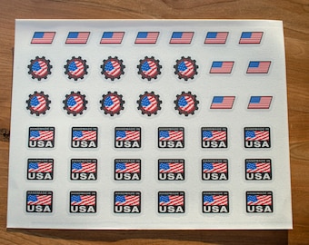 USA Flag Decal, USA Handmade Sticker Flag, American Flag Sticker. (Silk Screen Printing)