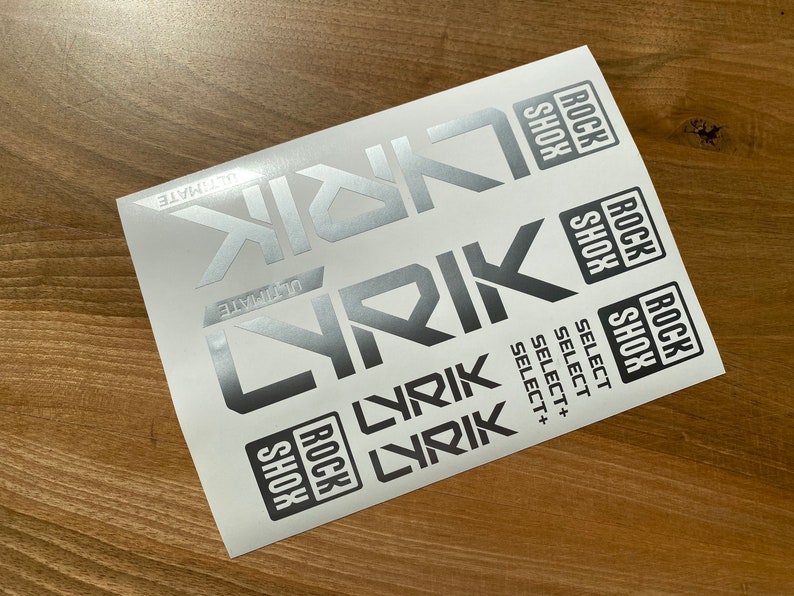 Rock Shox NEW LYRIK Ultimate, Select , Select, 2022 Decals Stikers Silver Metallic