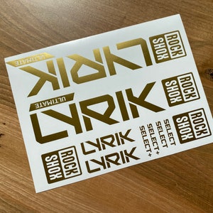 Rock Shox NEW LYRIK Ultimate, Select , Select, 2022 Decals Stikers Gold Metallic