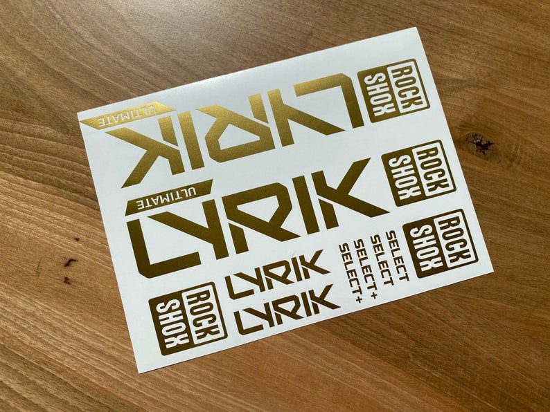 Rock Shox NEW LYRIK Ultimate, Select , Select, 2022 Decals Stikers Gold Metallic