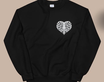 Skeleton Heart Halloween Fall Sweatshirt, Crewneck Sweatshirt