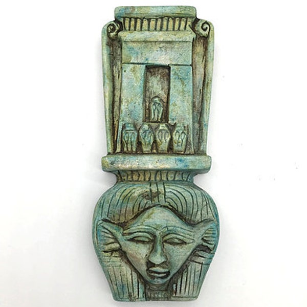 Unique Hathor Statue *Alter/ Goddess/ Egyptian/ Glastonbury/ Handmade/ Faience/ Naos-sistrum/ Stone/ spell casting/ magic*