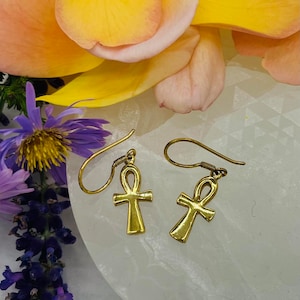 925 Silver 18KGPlated Ankh Earrings *Egypt/ Gold/ Key of life/ Glastonbury/ God/ Goddess/ Jewellery/ Handmade*