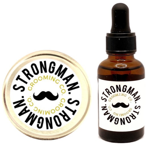 Strongman Mustache and Beard oil and Mustache Wax (medium hold) set