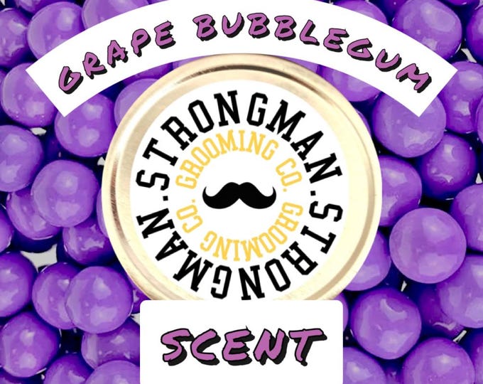 Limited Edition: Grape Bubblegum scented Strongman mustache wax light-medium hold