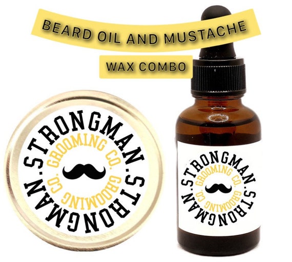 Strongman Mustache and Beard oil and Mustache Wax (light-medium hold) set