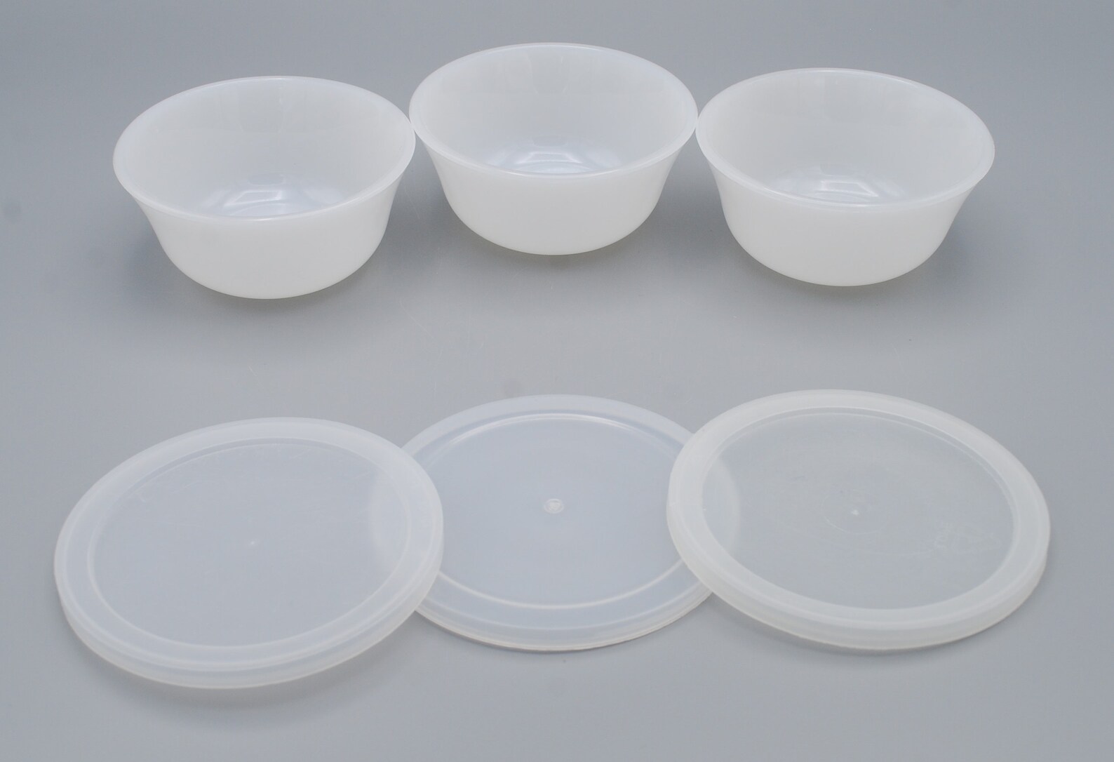 Milk Glass Custard Cup/ramekin Trio With Plastic Lids for Etsy UK