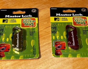 Vintage 2001 MTV Master Lock Backpack Lock 1554DCM 6.5" x 7/8" (Two Available)