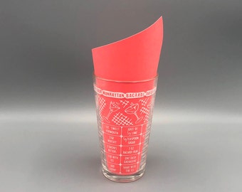 Vintage Federal Glass Mixed-Drink Recipe 6-Inch Tumbler/Drink Mixer/Barware 7 Retro/Classic Alcoholic Drink Recipes