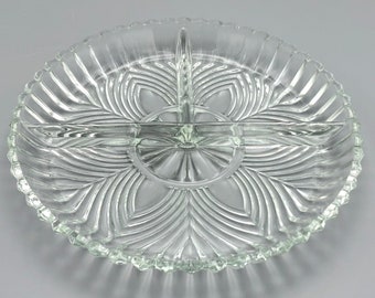 WM Rogers & Son Divided Cut-Glass Insert (for Silverplate Round Tray #811)