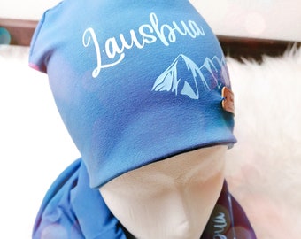 Set Beanie und Miniloop "Lausbua" rauchblau