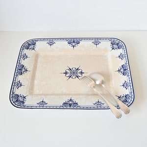 Superb rectangular serving dish, Sarreguemines, old French ceramic