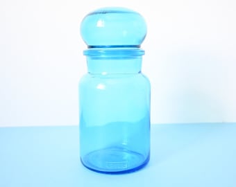 Vintage Blue Glass Hermetic Jar - Ariel Brand - 80's