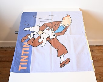 Taie d'oreiller Tintin et Milou, Hergé, coton, vintage