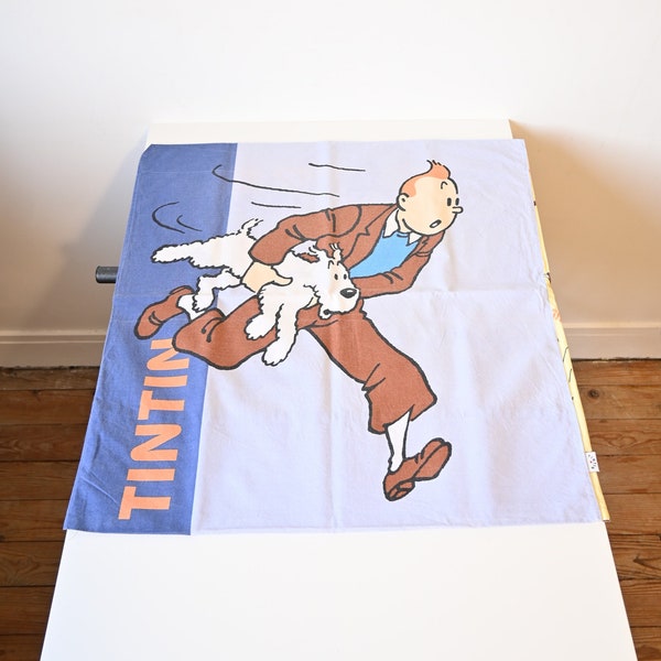 Taie d'oreiller Tintin et Milou, Hergé, coton, vintage