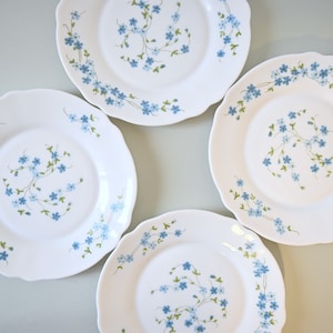 4 dessert plates, vintage, Myosotis Arcopal